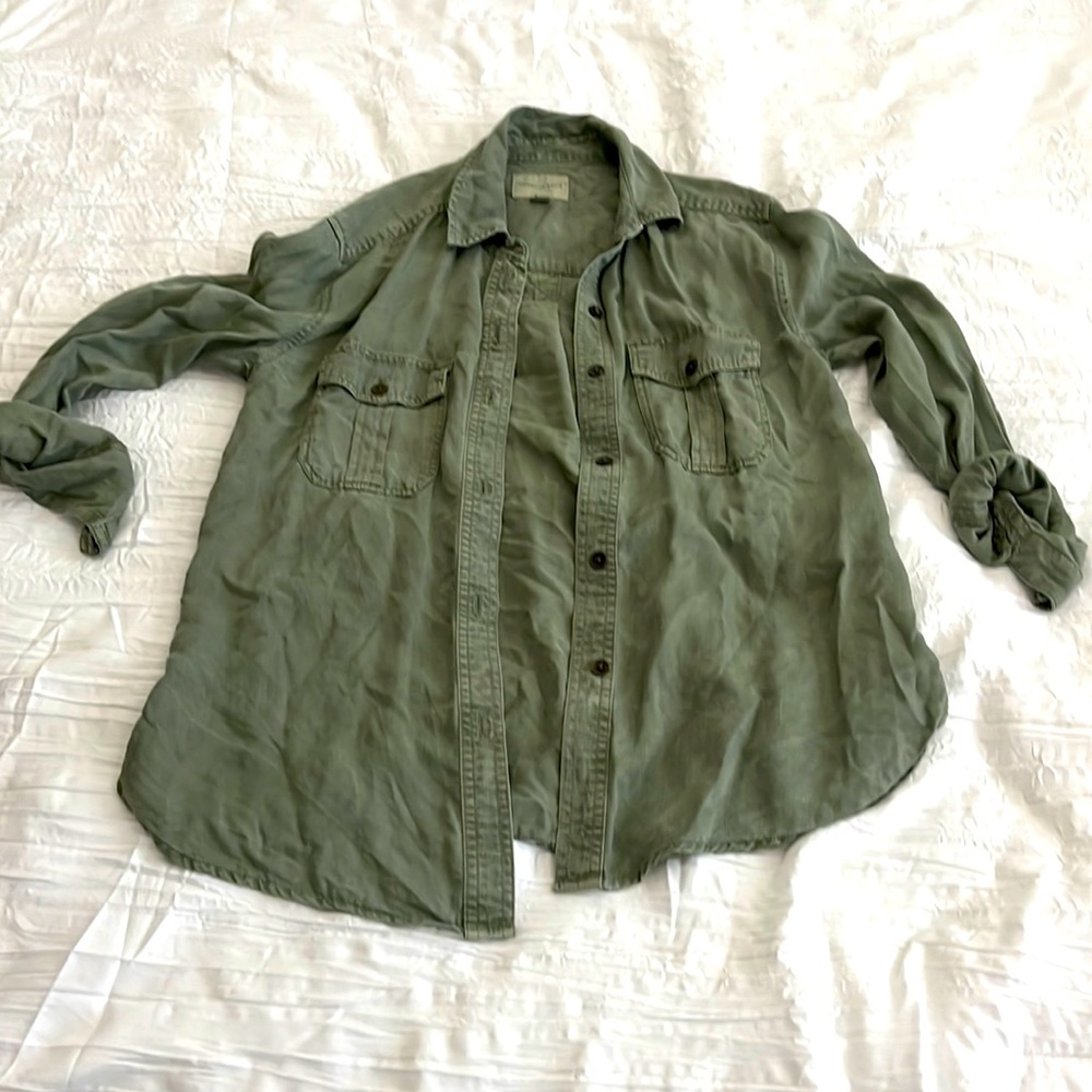 American Eagle Oversized Military Button-Up Shirt Size XS